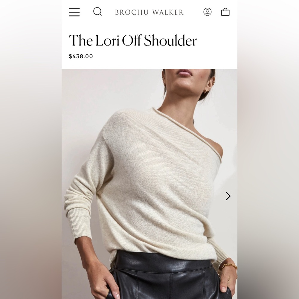 Brochu Walker Cashmere Lori Off Shoulder Sweater - size small